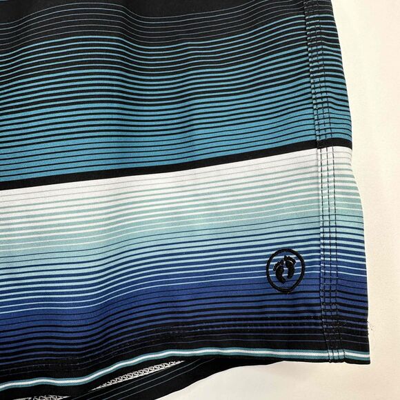 Hang Ten Men's Blue Striped Drawstring Board Shorts Size 34 - Picture 2 of 8